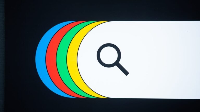 primary colors cascade around the outline on google search bar