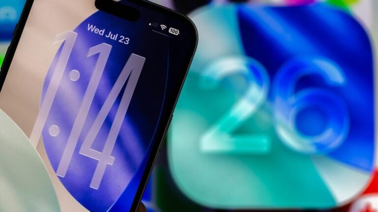 Here Are the Subtle Changes iOS 26 Brings to Your Lock Screen An iPhone lock screen with a clear clock next to the number 26.