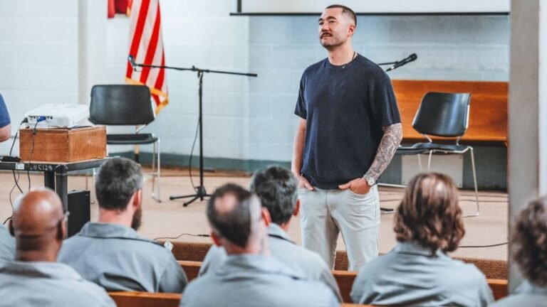 Joining Royals reliever Lucas Erceg as he speaks at a prison