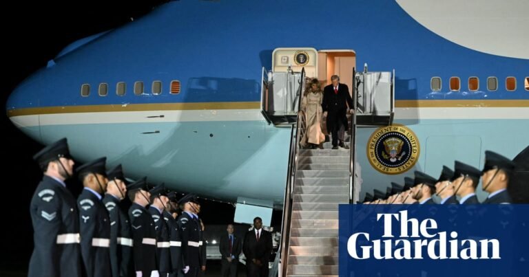 Donald Trump lands in UK for second state visit as protesters gather in Windsor | Donald Trump