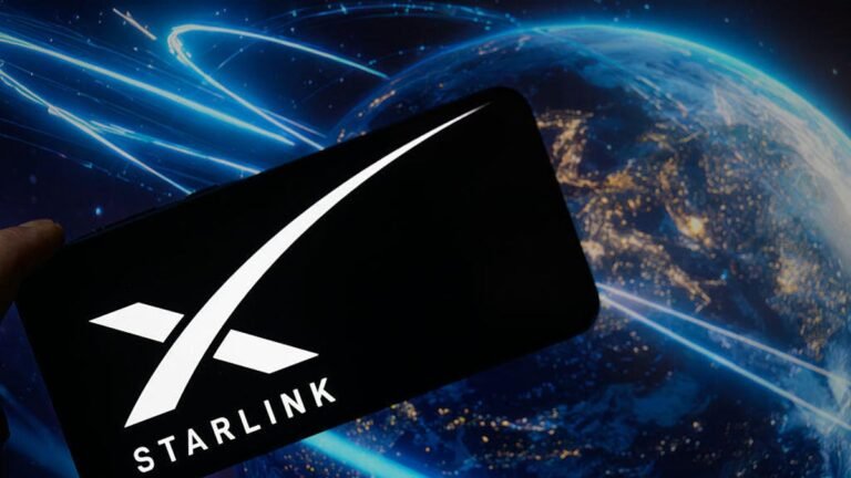 Elon Musk Says Starlink Could Replace Your Cellphone Carrier An image of the Starlink logo on a phone, with Earth and satellites in the background (gettyimages-2224910960)