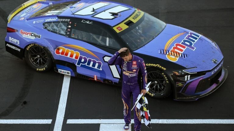 Denny Hamlin charges to emotional 60th NASCAR Cup win Denny Hamlin charges to emotional 60th NASCAR Cup win