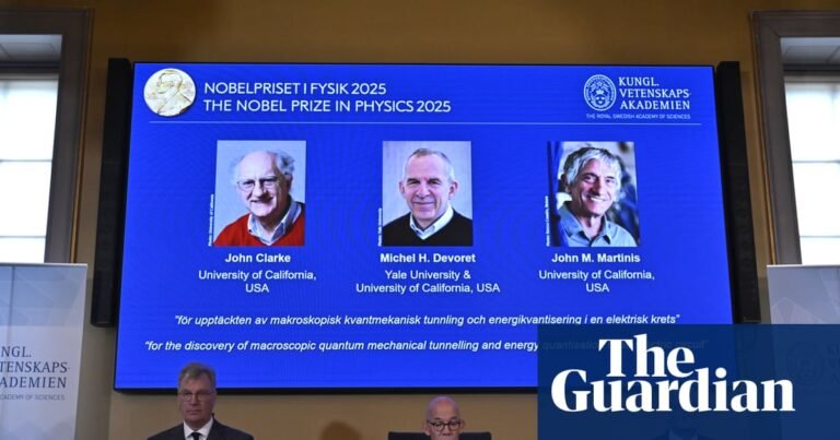 Nobel prize in physics awarded to three scientists for work on quantum mechanics | Nobel prizes