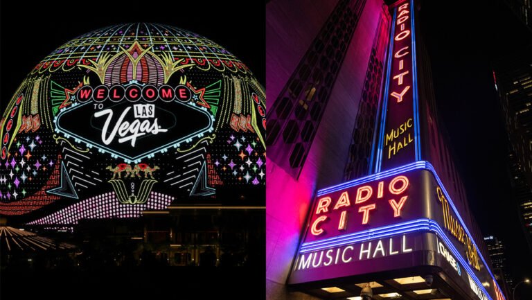 Radio City Music Hall Adding Las Vegas Sphere Sound System Sphere in Las Vegas with Radio City Music Hall in NYC