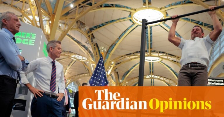Sean Duffy wants ‘civility’ in air travel … so why is he doing pull-ups at the airport? | Arwa Mahdawi