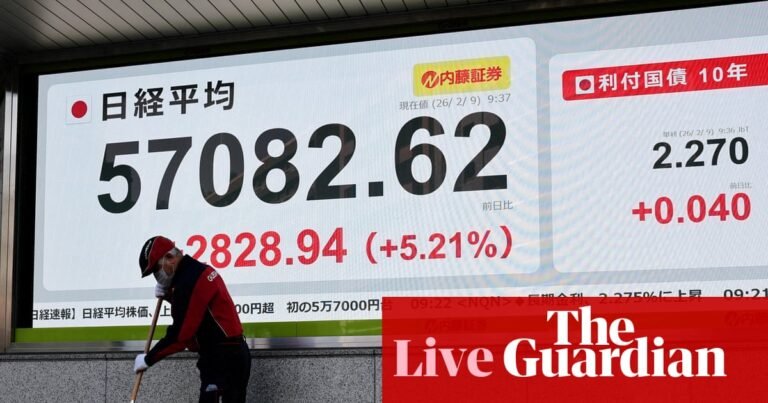 Japan’s Nikkei hits record high and yen strengthens after Takaichi’s election win; UK borrowing costs rise – business live | Business