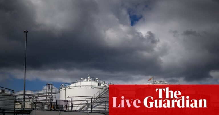 Oil tumbles and UK’s FTSE 100 posts biggest daily rise in a year on hopes Middle East war will end soon – business live | Business