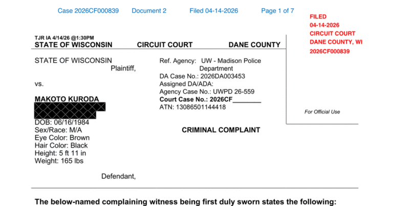 Read the Wisconsin Criminal Complaint