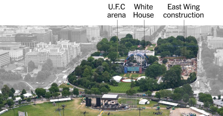 How Trump and the U.F.C. Transformed the White House Lawn for a Fight How Trump and the U.F.C. Transformed the White House Lawn for a Fight