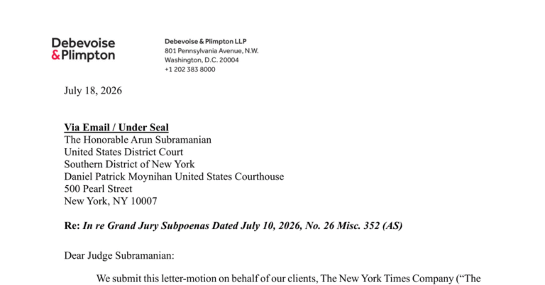 Read The Times’s Motion in Response to the Trump Administration Subpoenas Read The Times’s Motion in Response to the Trump Administration Subpoenas