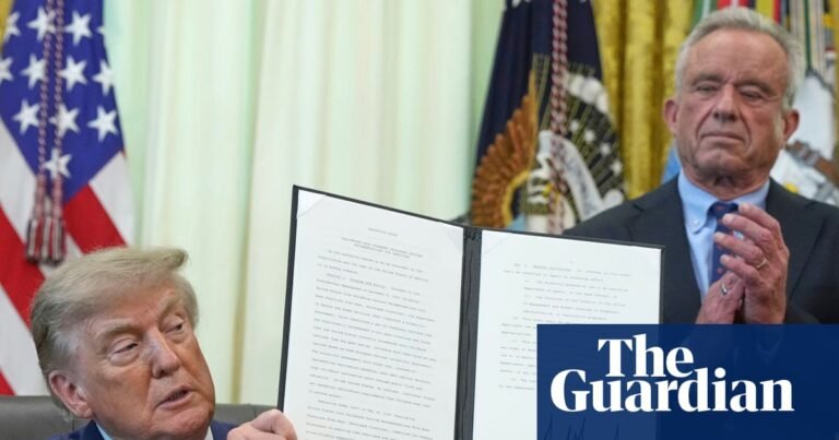 Trump signs order attempting to override CDC vaccine schedule and break up MMR shots | Donald Trump Trump signs order attempting to override CDC vaccine schedule and break up MMR shots | Donald Trump